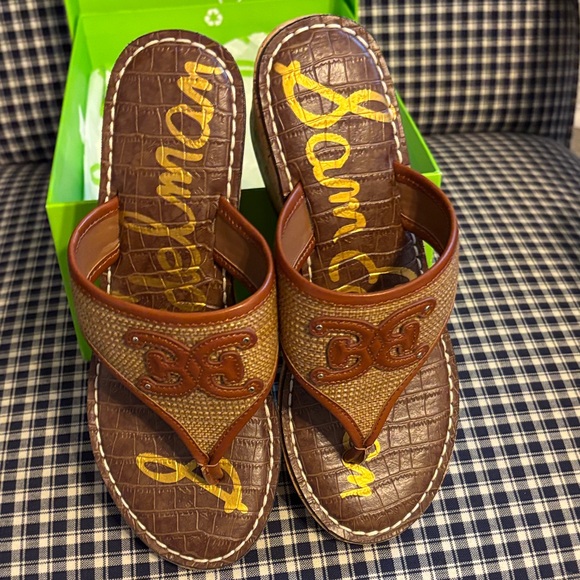 Sam Edelman Ruth Wedge Tan and Brown Slide Sandals - Picture 5 of 10